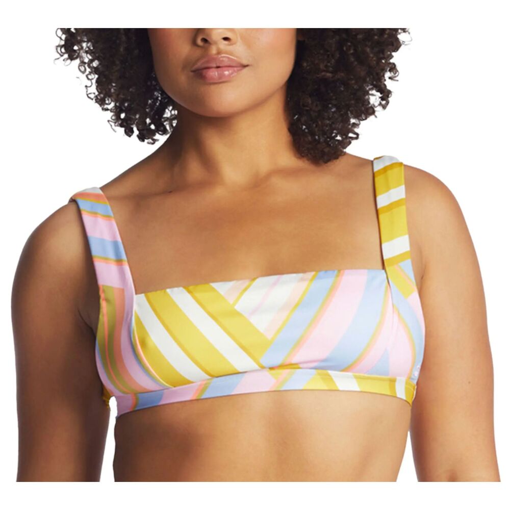 NWT Billabong Break of Dawn Tank Bikini Top Rainbow Stripe Bikini Large Pastel
